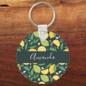 Gele lemon en groene Limoen voedselpatroonsleutel Sleutelhanger (Voorkant)