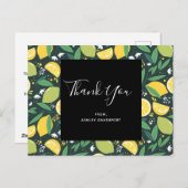 Gele lemon en Limoen-fruitpatroon Dank u wel Briefkaart (Voorkant / Achterkant)