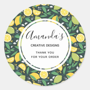 Gele lemon en Limoen Patroonhandel Ronde Sticker