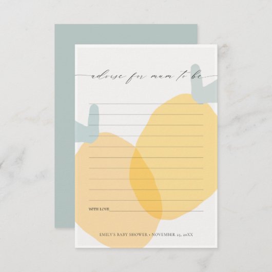 Gele Lemon Fruity Citrus Advise Mum Baby shower Informatiekaartje (Voorkant / Achterkant)