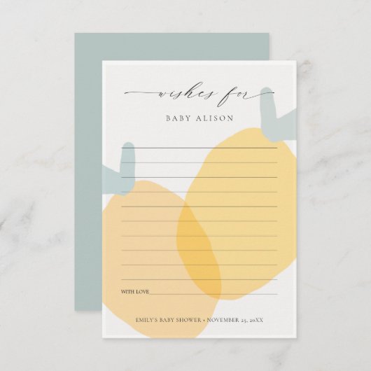 Gele Lemon Fruity Citrus wenst Baby shower Informatiekaartje (Voorkant / Achterkant)