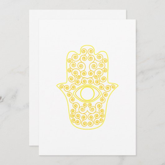 Gele Lemon-lijn Hamsa-Hand van Miriam-Hand van Kaart (Voorkant / Achterkant)