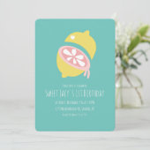 Gele Lemon met Heart Sweet Birthday Kaart (Staand voorkant)