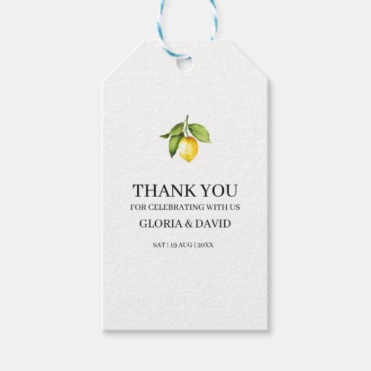 Gele Lemon Modern Wedding Favor of Cadeaulabel (Voorkant)
