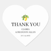 Gele Lemon Modern Wedding Hart Sticker (Voorkant)