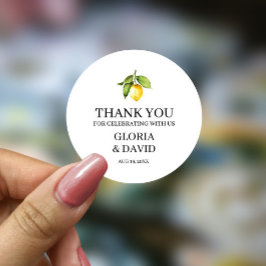 Gele Lemon Modern Wedding Ronde Sticker