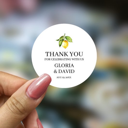 Gele Lemon Modern Wedding Ronde Sticker