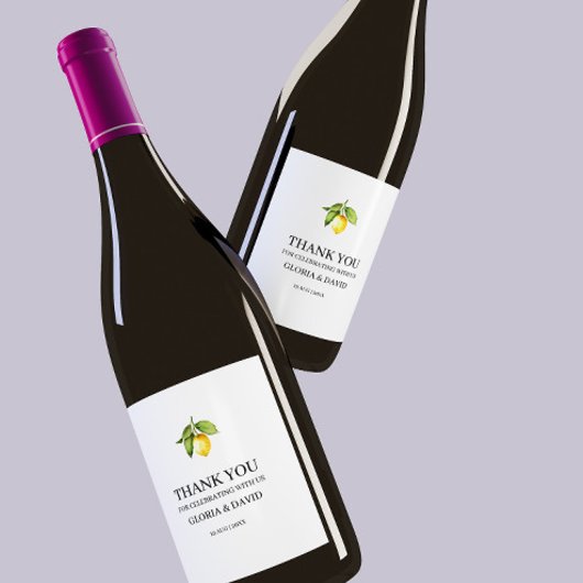 Gele Lemon Modern Wedding Wijn Etiket