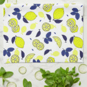 Gele Lemon Print en Blue Leaves Food Pattern Theedoek (Gevouwen)
