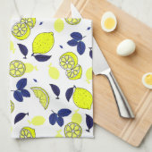 Gele Lemon Print en Blue Leaves Food Pattern Theedoek (Quarter Fold)