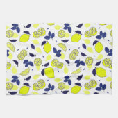 Gele Lemon Print en Blue Leaves Food Pattern Theedoek (Horizontaal)