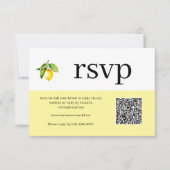 Gele Lemon QR Code RSVP Card Kaartje (Voorkant)