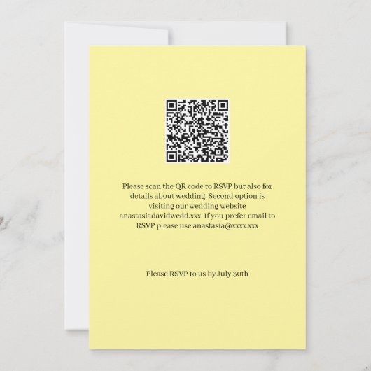Gele Lemon QR Code Weddenschap Kaart (Achterkant)