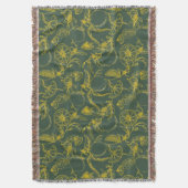 Gele Lemon Sketch op Donkergroen Deken (Voorkant Verticaal)