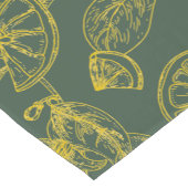 Gele Lemon Sketch op Donkergroen Korte Tafelloper (Hoek)