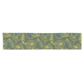 Gele Lemon Sketch op Donkergroen Korte Tafelloper (Horizontaal)