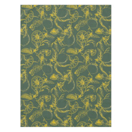 Gele Lemon Sketch op Donkergroen Tafelkleed