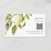 Gele Lemon vertrekt Weddenschap RSVP Online QR COD Visitekaartje (Voorkant)