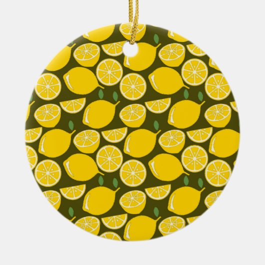 Gele Lemon Wallpaper Pattern Keramisch Ornament (Voorkant)