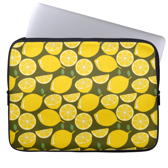 Gele Lemon Wallpaper Pattern Laptop Sleeve (Voorkant)