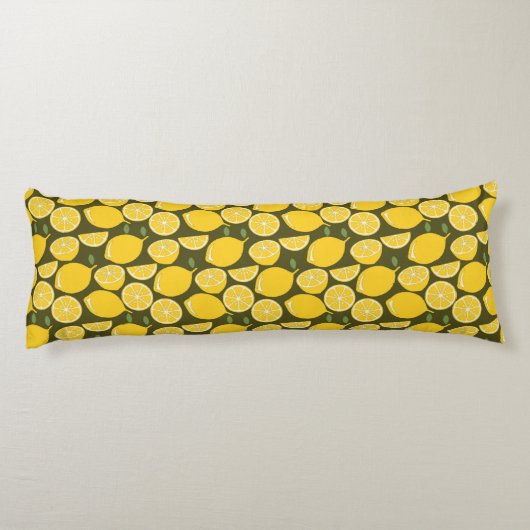 Gele Lemon Wallpaper Pattern Lichaamskussen (Achterkant)