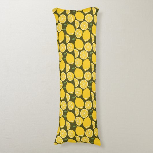 Gele Lemon Wallpaper Pattern Lichaamskussen (Voorkant Verticaal)