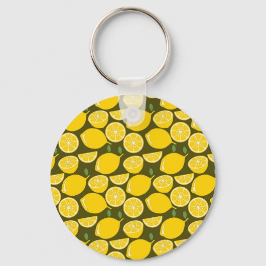 Gele Lemon Wallpaper Pattern Sleutelhanger (Voorkant)
