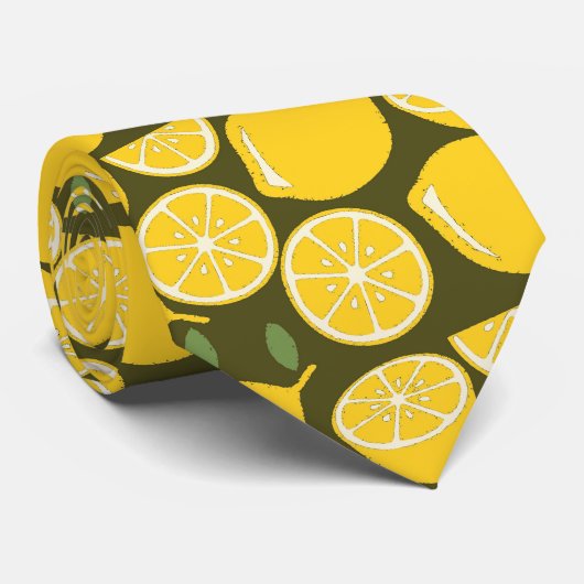 Gele Lemon Wallpaper Pattern Stropdas (Opgerold)