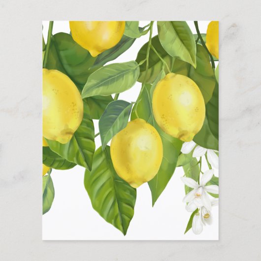 Gele Lemon White Flowers Baby Time Capsule Card (Achterkant)