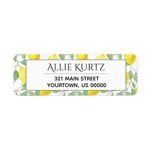 Gele Lemons Green Leaves Fresh Botanical Etiket (Voorkant)