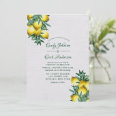 Gele Lemons Greenery Vine Waterverf Weddenschap in Kaart (Staand voorkant)