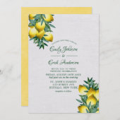 Gele Lemons Greenery Vine Waterverf Weddenschap in Kaart (Voorkant / Achterkant)