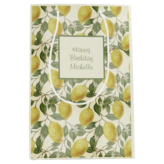  Gele Lemons Groene Lagen Birthday Medium Cadeauzakje (Voorkant)