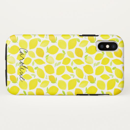 Gele Lemons in Waterverf. Naam toevoegen. Case-Mate iPhone Case (Achterkant (horizontaal))