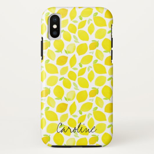 Gele Lemons in Waterverf. Naam toevoegen. Case-Mate iPhone Case (Achterkant)