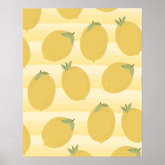 Gele lemons Summer Fruit Bright Whimsical Rustic Poster (Voorkant)