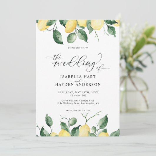 Gele Lemons Summer Fruit Garden Weddenschap Kaart (Staand voorkant)