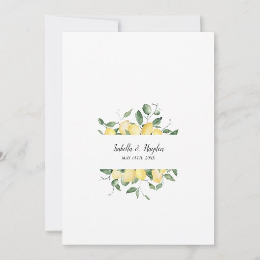 Gele Lemons Summer Fruit Garden Weddenschap Kaart (Achterkant)