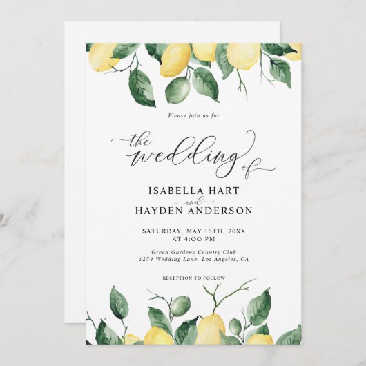 Gele Lemons Summer Fruit Garden Weddenschap Kaart (Voorkant / Achterkant)