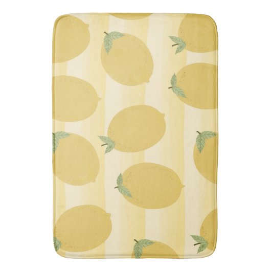 Gele lemons Summer Fruit Waterverf Fun Bright Badmat (Voorkant Verticaal)