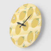 Gele lemons Summer Fruit Waterverf Fun Bright Grote Klok (Hoek)