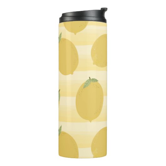 Gele lemons Summer Fruit Waterverf Fun Bright Thermosbeker (Gedraaid links)