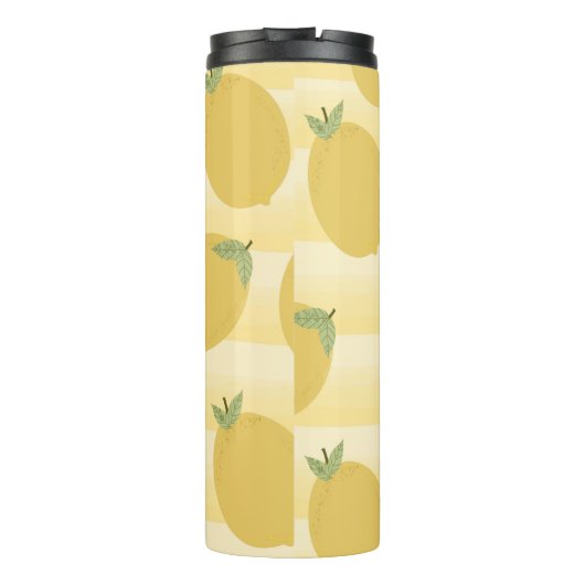 Gele lemons Summer Fruit Waterverf Fun Bright Thermosbeker (Achterkant)