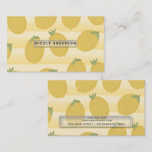 Gele lemons Summer Fruit Waterverf Fun Bright Visitekaartje (Voorkant / Achterkant)