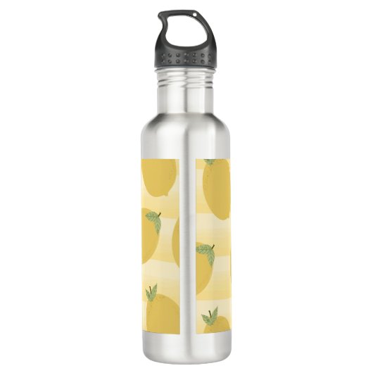Gele lemons Summer Fruit Waterverf Fun Bright Waterfles (Achterkant)