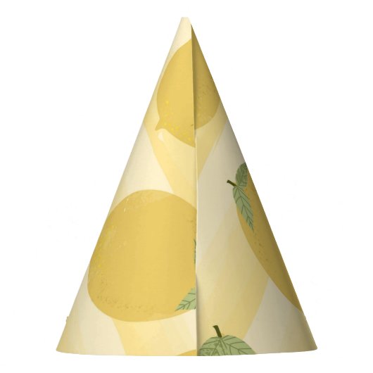 Gele Lemons Summer Fruit Waterverf Stripe Feesthoedjes (Achterkant)