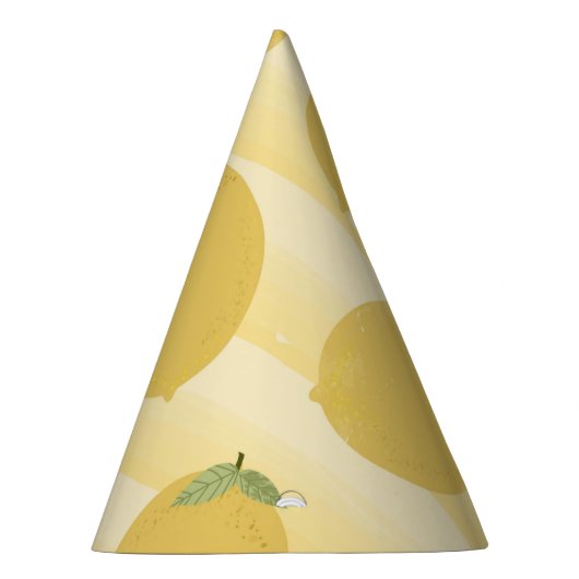 Gele Lemons Summer Fruit Waterverf Stripe Feesthoedjes (Rechts)