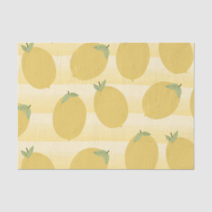 Gele Lemons Summer Fruit Waterverf Stripe Tissuepapier