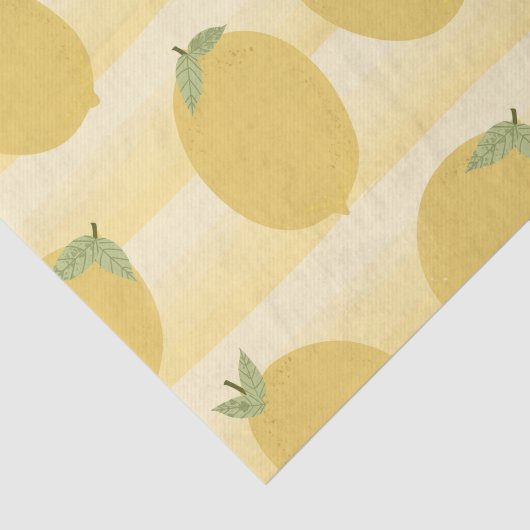 Gele Lemons Summer Fruit Waterverf Stripe Tissuepapier (Detail)