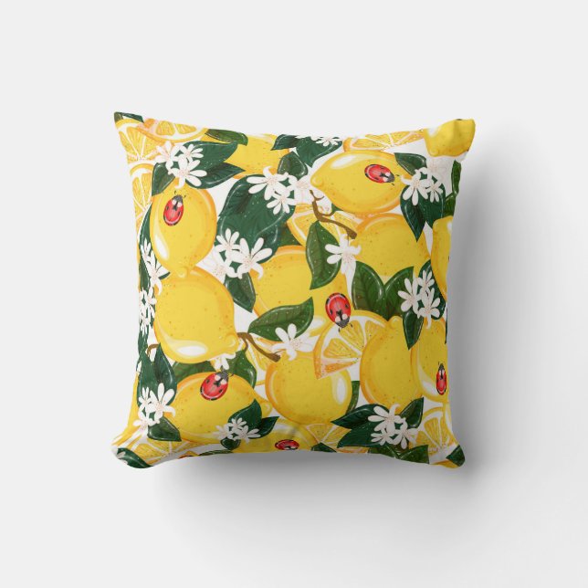 Gele Lemons Tropisch  ontwerp. Kussen (Voorkant)